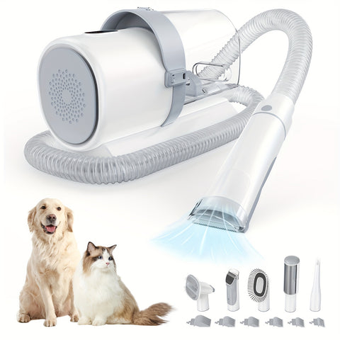 5-in-1 Pet Grooming Kit - Strong Suction Power, 99% Pet Hair Removal, Nozzle Head, Roller Brush Tools, Professional and Multifunctional Trimming Set for Dogs and Cats